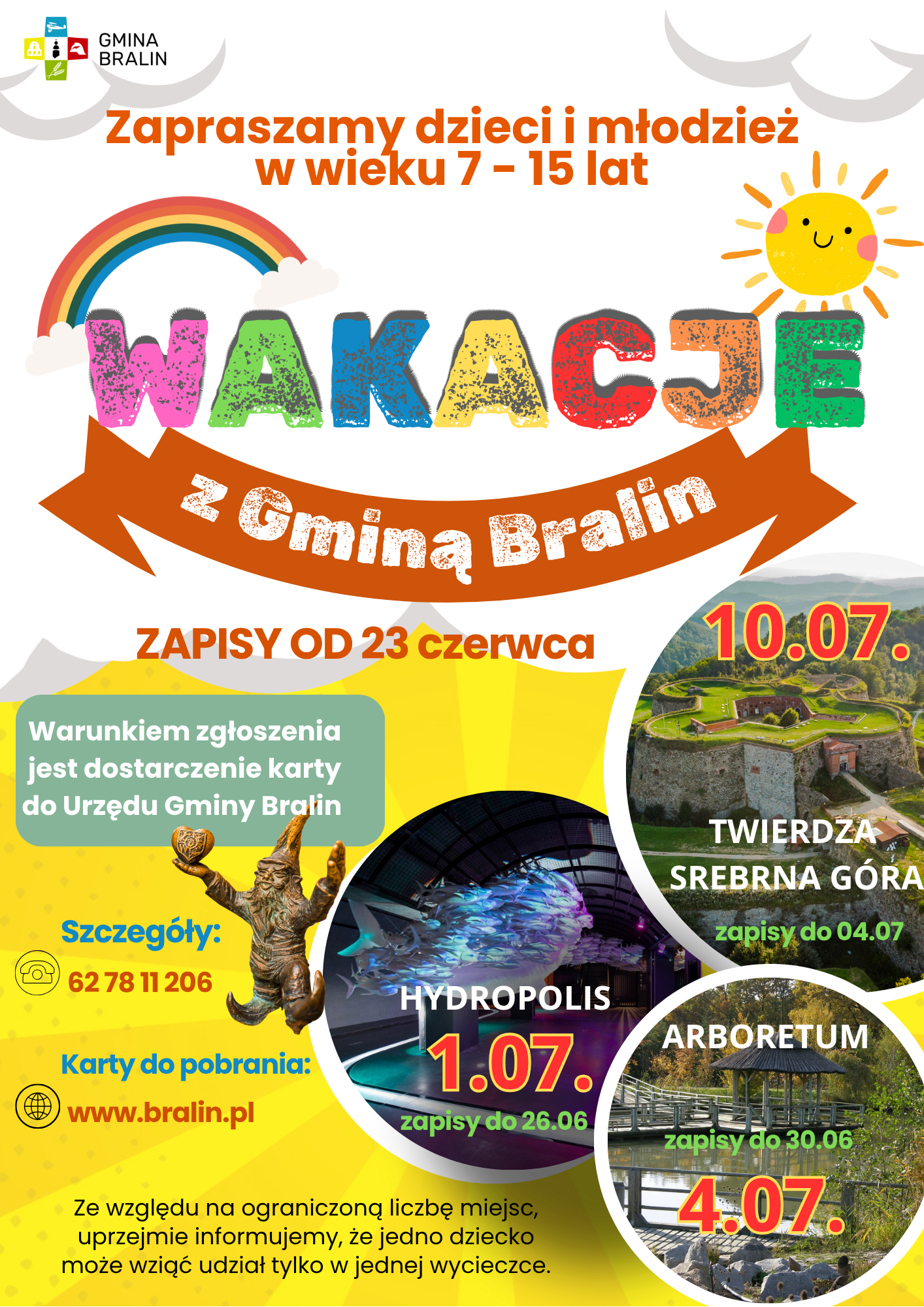 Plakat na&nbsp;wakacje w&nbsp;gminie Bralin