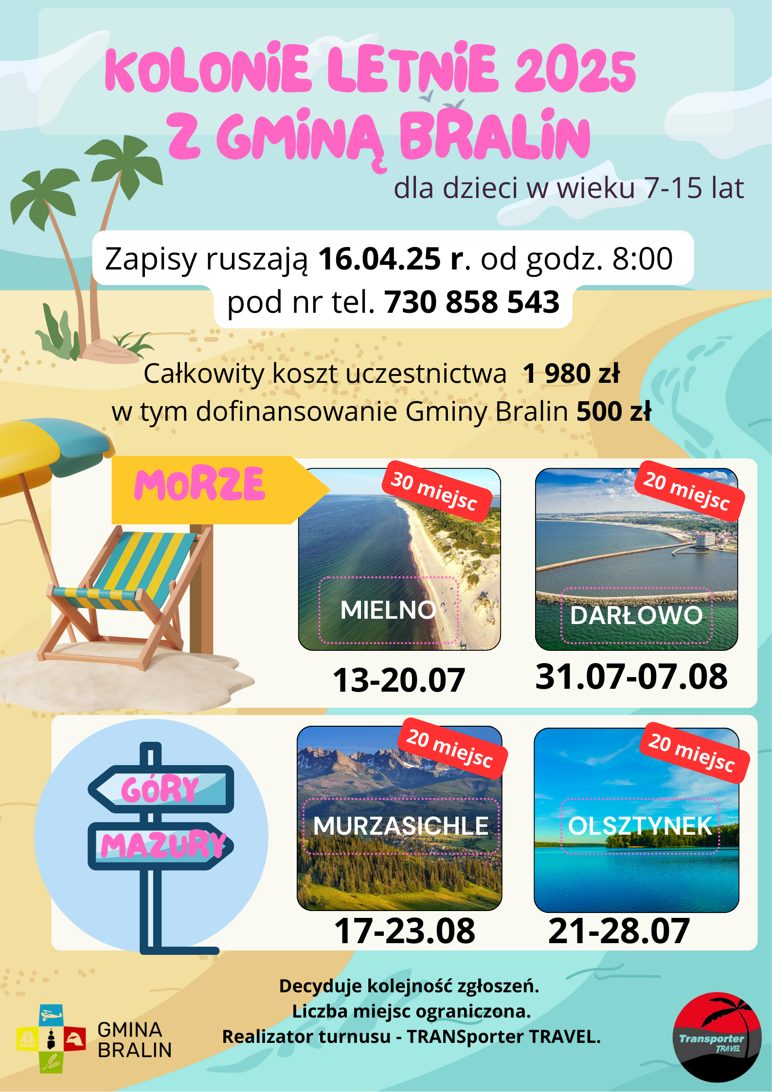 Plakat na kolonie, zdjęcia miejscowości