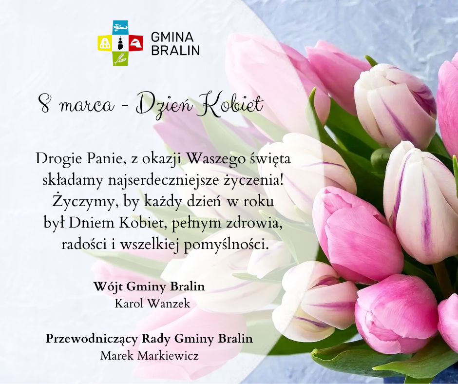 Grafika z życzeniami, tulipany w tle
