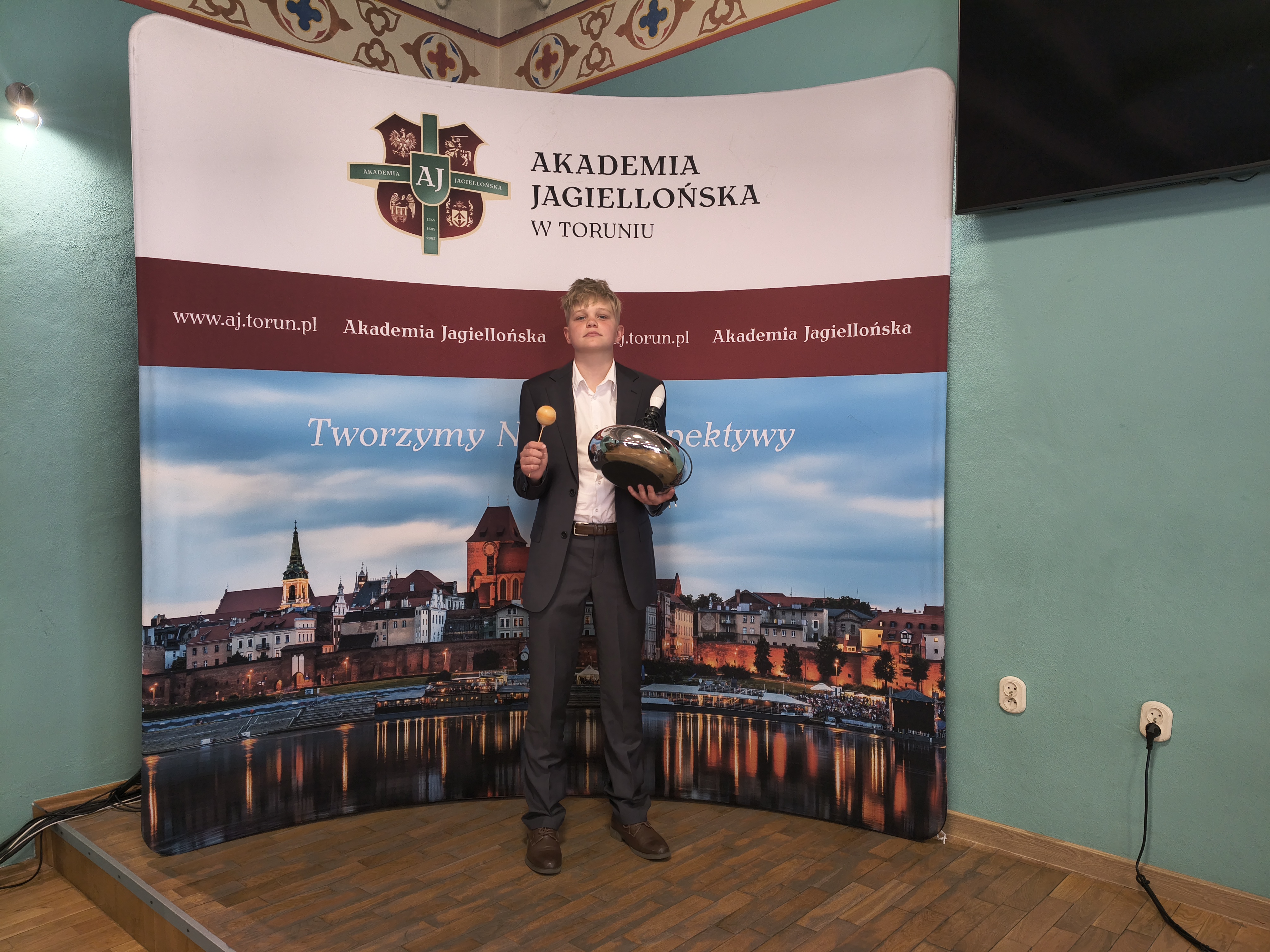 Franciszek Pruban podczas gali finałowej Mini odkrycie Kopernika