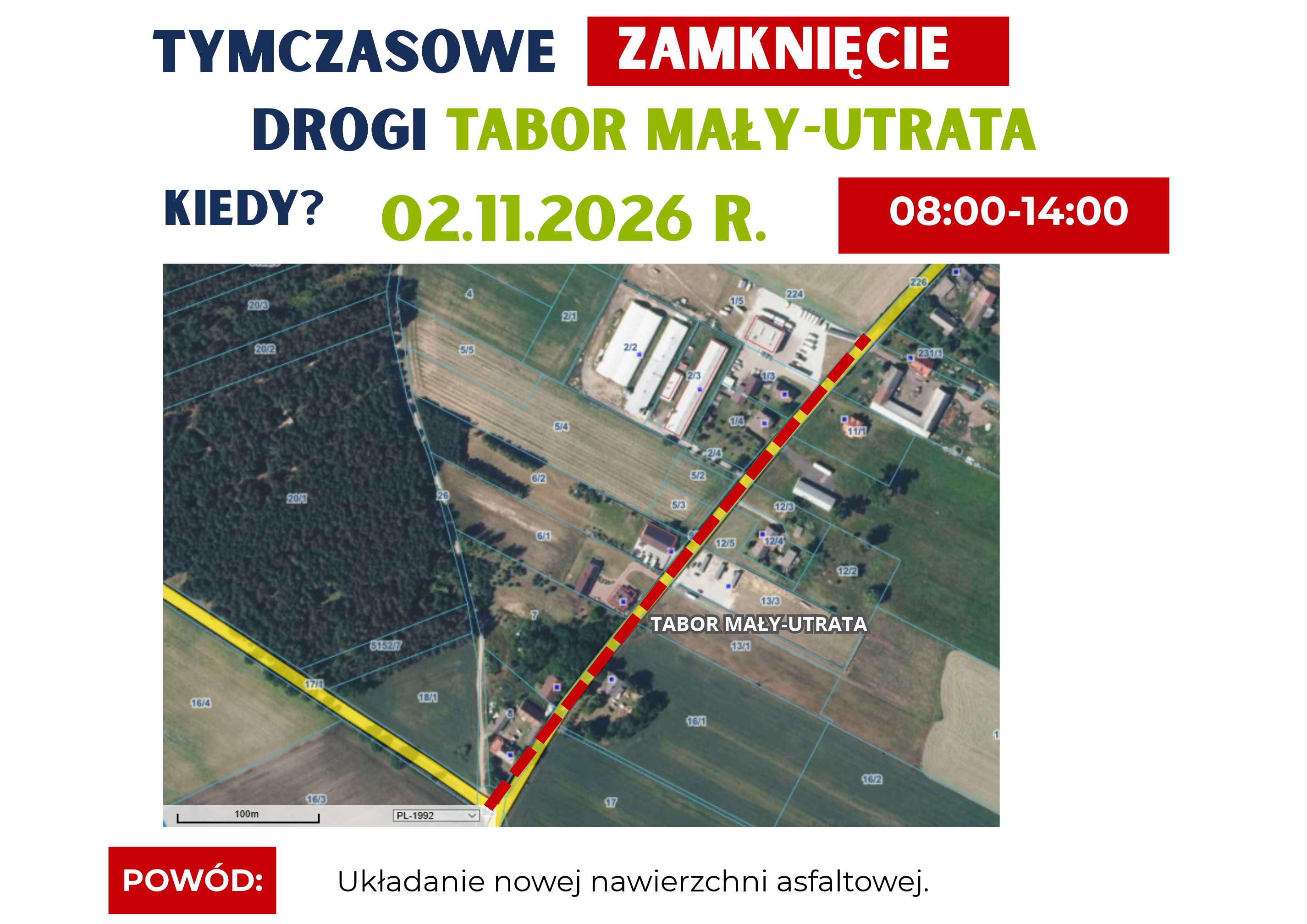 Grafika - tymczasowe zamknięcie drogi