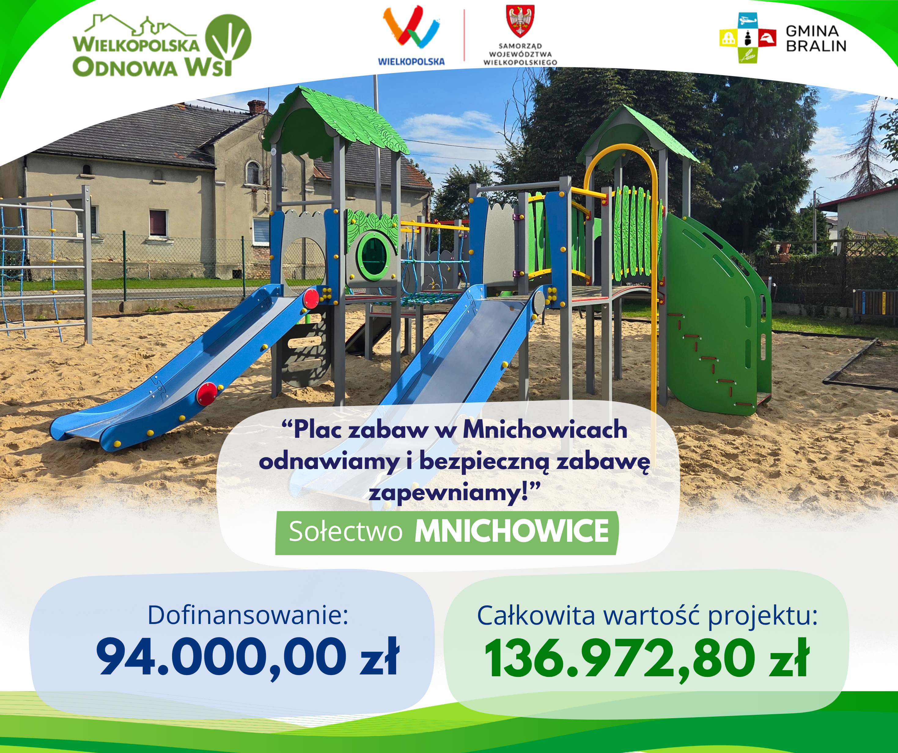 Plac zabaw w&nbsp;Mnichowicach - Pięknieje Wielkopolska Wieś