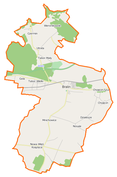mapa gminy Bralin