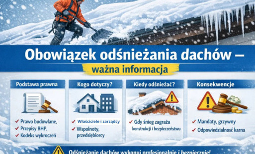 Plakat odśnieżanie dachów
