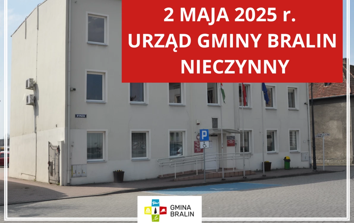 Budynek urzędu z napisem urząd nieczynny