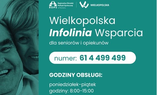Grafika dot. wparcia seniorów, wielkopolska infolinia