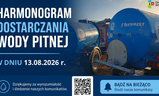 Harmonogram dostarczania wody pitnej w dniu 13.08.2026 r.