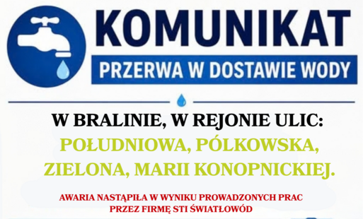 Komunikat awaria sieci wodociągowej