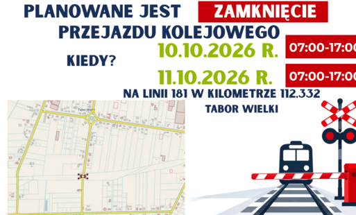 Komunikat dot. zamknięcia przejazdu kolejowego
