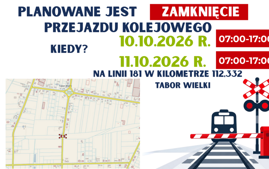 Zamknięcie przejazdu kolejowego w Taborze Wielkim